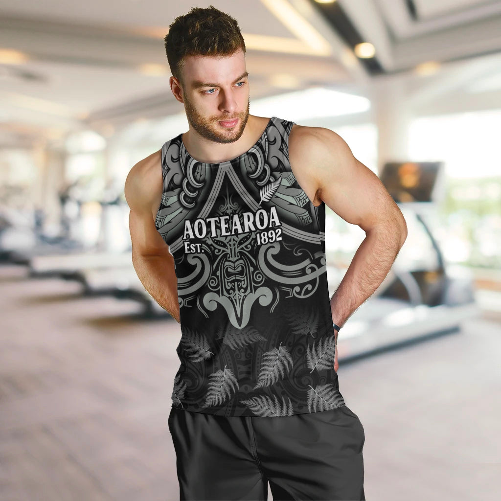 Custom New Zealand Silver Fern Rugby Men Tank Top All Black Since 1892 Aotearoa Moko Maori