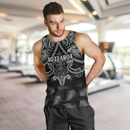 Custom New Zealand Silver Fern Rugby Men Tank Top All Black Since 1892 Aotearoa Moko Maori