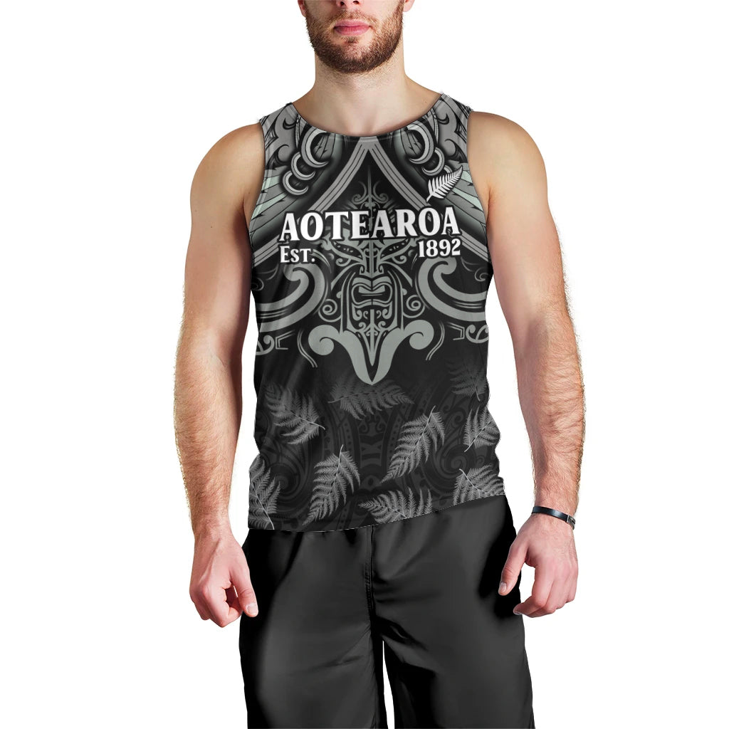Custom New Zealand Silver Fern Rugby Men Tank Top All Black Since 1892 Aotearoa Moko Maori