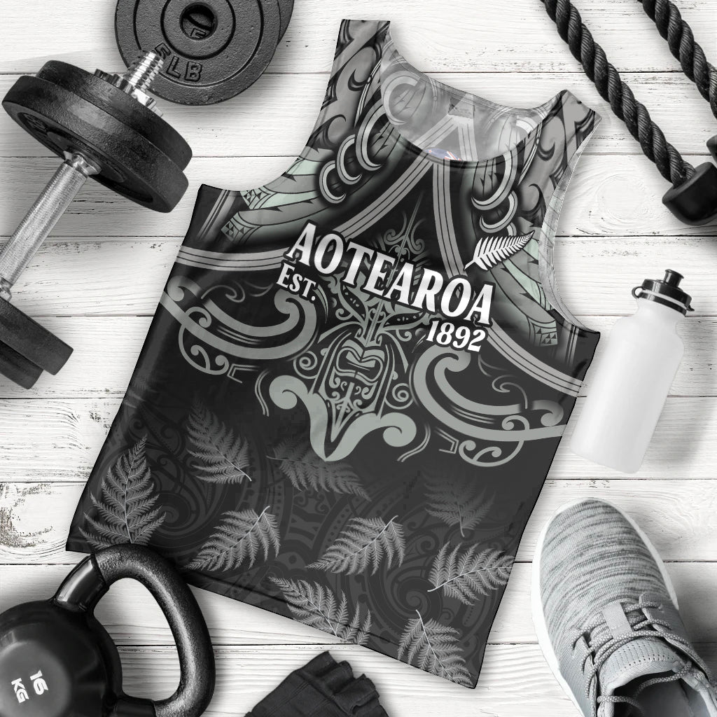 Custom New Zealand Silver Fern Rugby Men Tank Top All Black Since 1892 Aotearoa Moko Maori