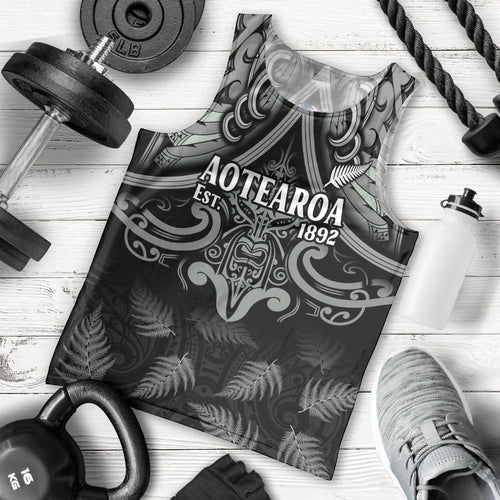 Custom New Zealand Silver Fern Rugby Men Tank Top All Black Since 1892 Aotearoa Moko Maori