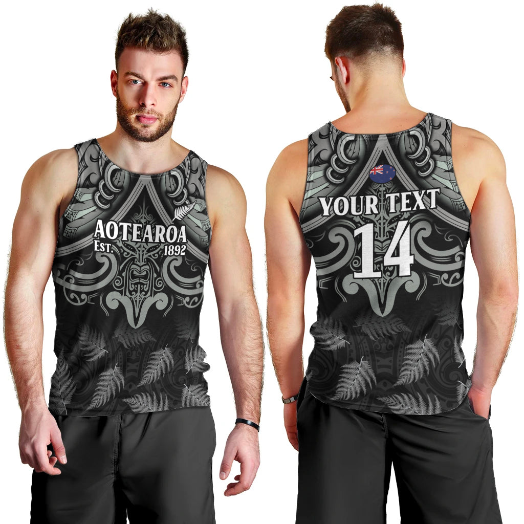 Custom New Zealand Silver Fern Rugby Men Tank Top All Black Since 1892 Aotearoa Moko Maori