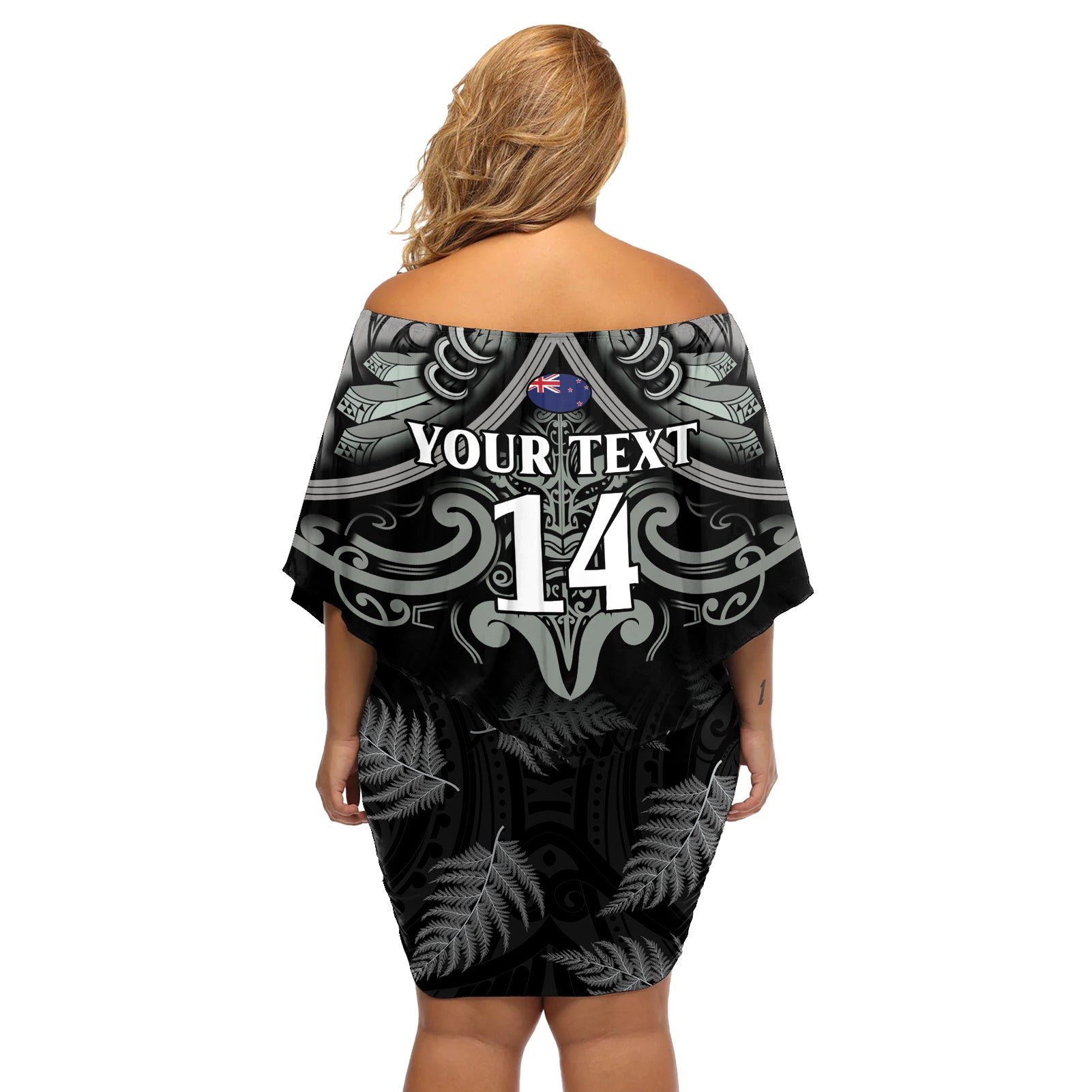 Custom New Zealand Silver Fern Rugby Off Shoulder Short Dress All Black Since 1892 Aotearoa Moko Maori