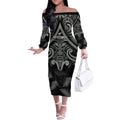 Custom New Zealand Silver Fern Rugby Off The Shoulder Long Sleeve Dress All Black Since 1892 Aotearoa Moko Maori