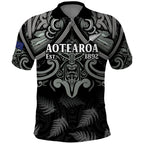 Custom New Zealand Silver Fern Rugby Polo Shirt All Black Since 1892 Aotearoa Moko Maori