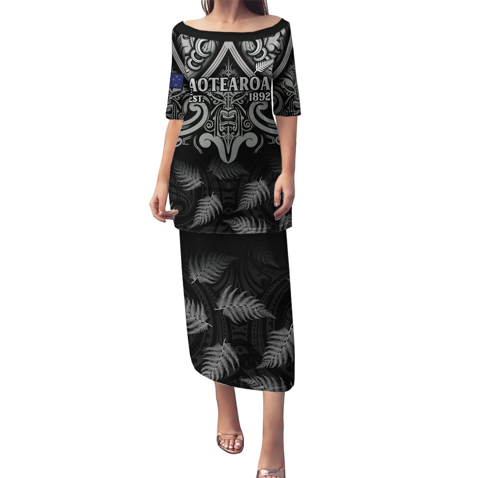 Custom New Zealand Silver Fern Rugby Puletasi All Black Since 1892 Aotearoa Moko Maori