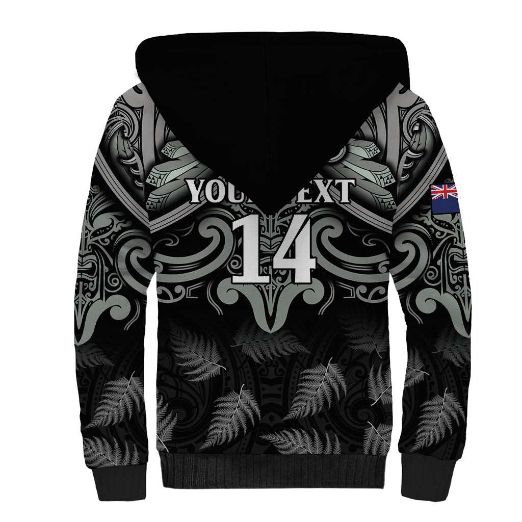 Custom New Zealand Silver Fern Rugby Sherpa Hoodie All Black Since 1892 Aotearoa Moko Maori