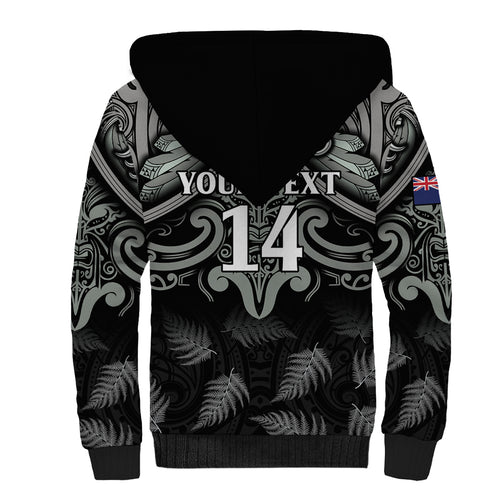 Custom New Zealand Silver Fern Rugby Sherpa Hoodie All Black Since 1892 Aotearoa Moko Maori