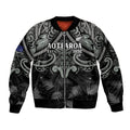 Custom New Zealand Silver Fern Rugby Sleeve Zip Bomber Jacket All Black Since 1892 Aotearoa Moko Maori