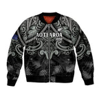 Custom New Zealand Silver Fern Rugby Sleeve Zip Bomber Jacket All Black Since 1892 Aotearoa Moko Maori