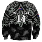 Custom New Zealand Silver Fern Rugby Sweatshirt All Black Since 1892 Aotearoa Moko Maori