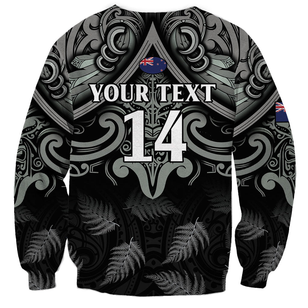 Custom New Zealand Silver Fern Rugby Sweatshirt All Black Since 1892 Aotearoa Moko Maori