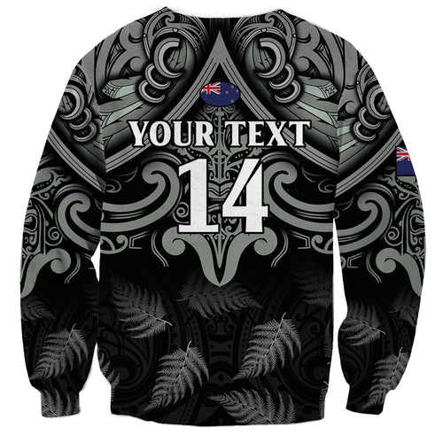 Custom New Zealand Silver Fern Rugby Sweatshirt All Black Since 1892 Aotearoa Moko Maori
