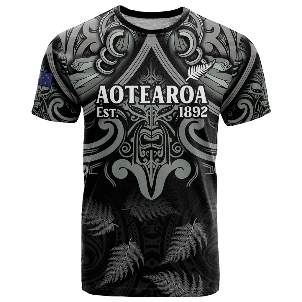 Custom New Zealand Silver Fern Rugby T Shirt All Black Since 1892 Aotearoa Moko Maori