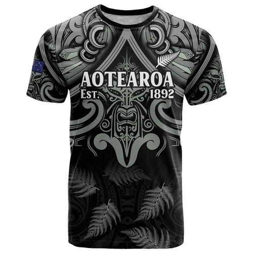 Custom New Zealand Silver Fern Rugby T Shirt All Black Since 1892 Aotearoa Moko Maori