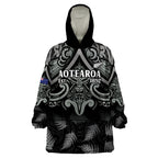 Custom New Zealand Silver Fern Rugby Wearable Blanket Hoodie All Black Since 1892 Aotearoa Moko Maori