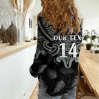 Custom New Zealand Silver Fern Rugby Women Casual Shirt All Black Since 1892 Aotearoa Moko Maori