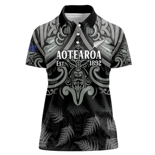 Custom New Zealand Silver Fern Rugby Women Polo Shirt All Black Since 1892 Aotearoa Moko Maori