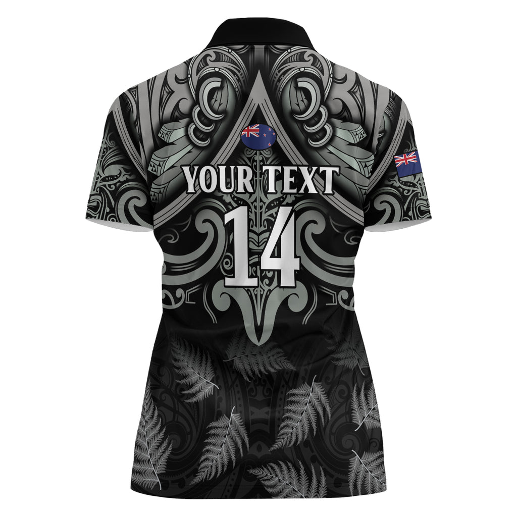 Custom New Zealand Silver Fern Rugby Women Polo Shirt All Black Since 1892 Aotearoa Moko Maori