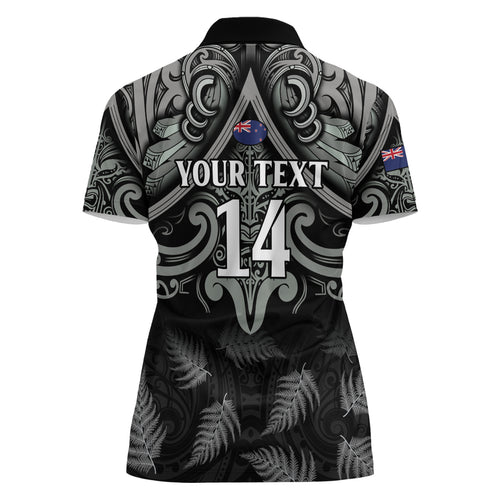 Custom New Zealand Silver Fern Rugby Women Polo Shirt All Black Since 1892 Aotearoa Moko Maori