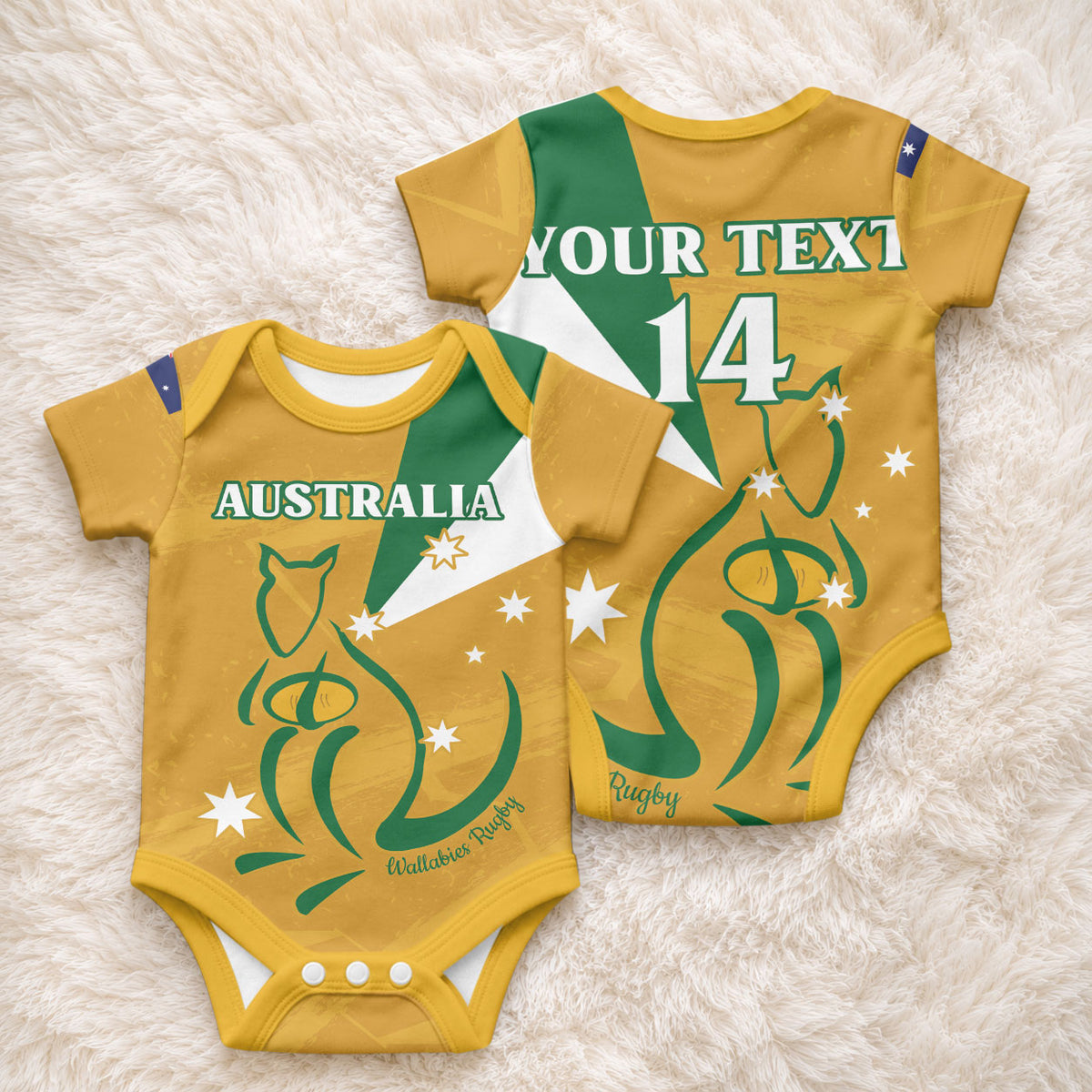 Custom Australia Rugby Baby Onesie Wallabies Grunge Style