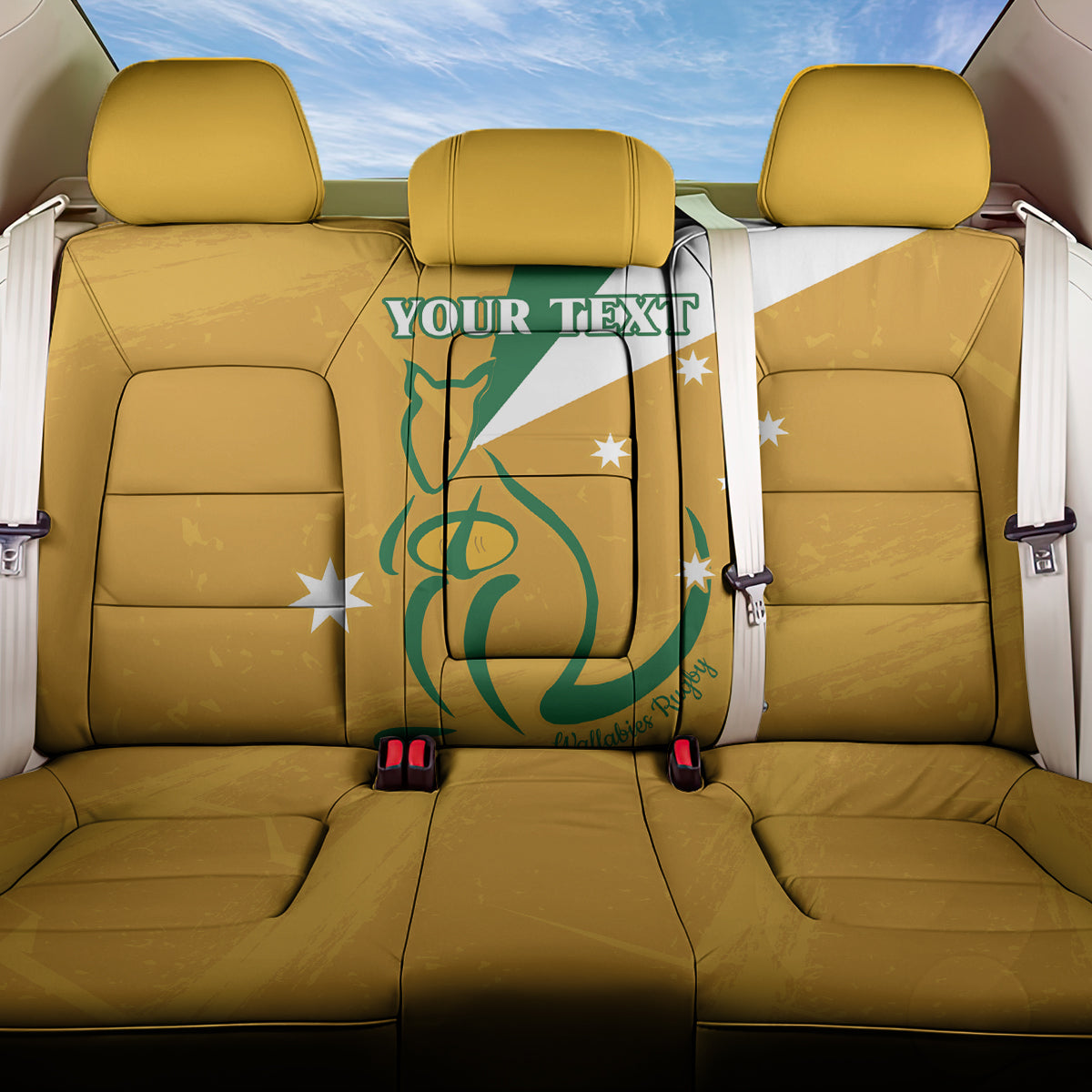 Custom Australia Rugby Back Car Seat Cover 2024 Wallabies Grunge Style