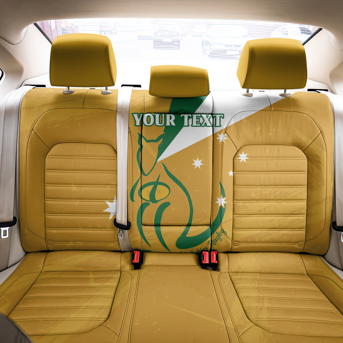 Custom Australia Rugby Back Car Seat Cover 2024 Wallabies Grunge Style
