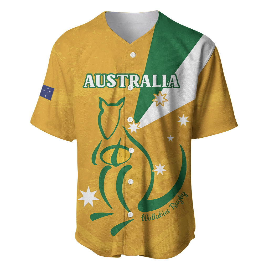 Custom Australia Rugby Baseball Jersey 2024 Wallabies Grunge Style