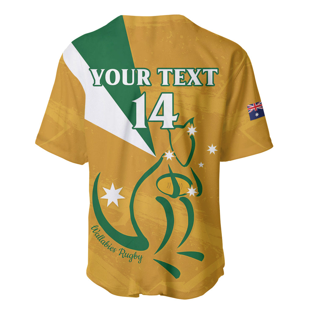 Custom Australia Rugby Baseball Jersey 2024 Wallabies Grunge Style