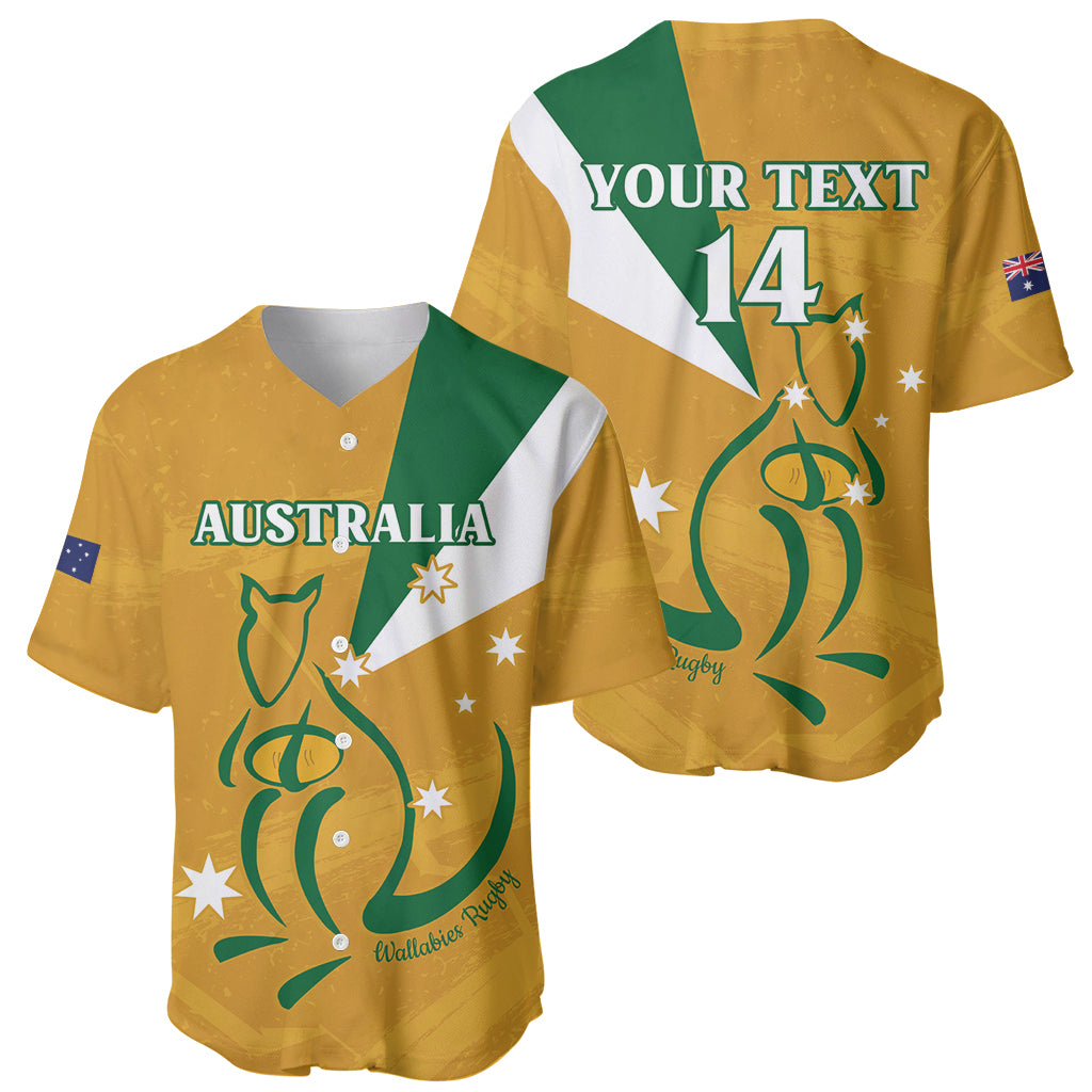 Custom Australia Rugby Baseball Jersey 2024 Wallabies Grunge Style