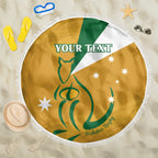 Custom Australia Rugby Beach Blanket 2024 Wallabies Grunge Style