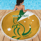 Custom Australia Rugby Beach Blanket 2024 Wallabies Grunge Style