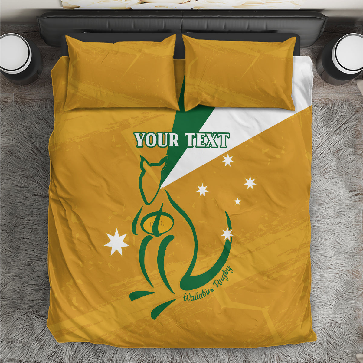 Custom Australia Rugby Bedding Set 2024 Wallabies Grunge Style