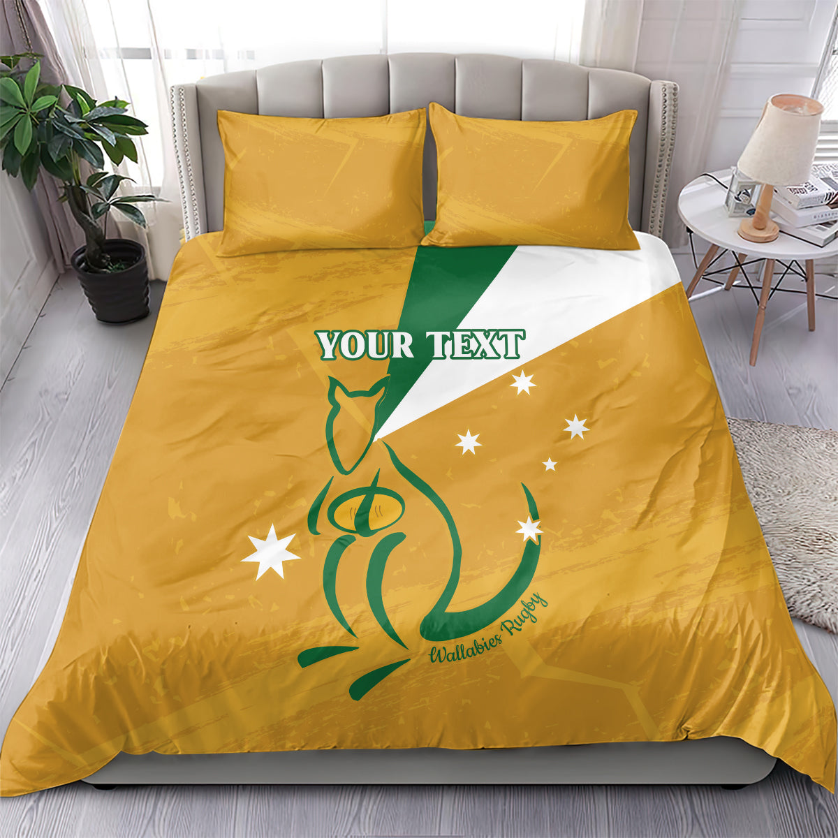 Custom Australia Rugby Bedding Set 2024 Wallabies Grunge Style