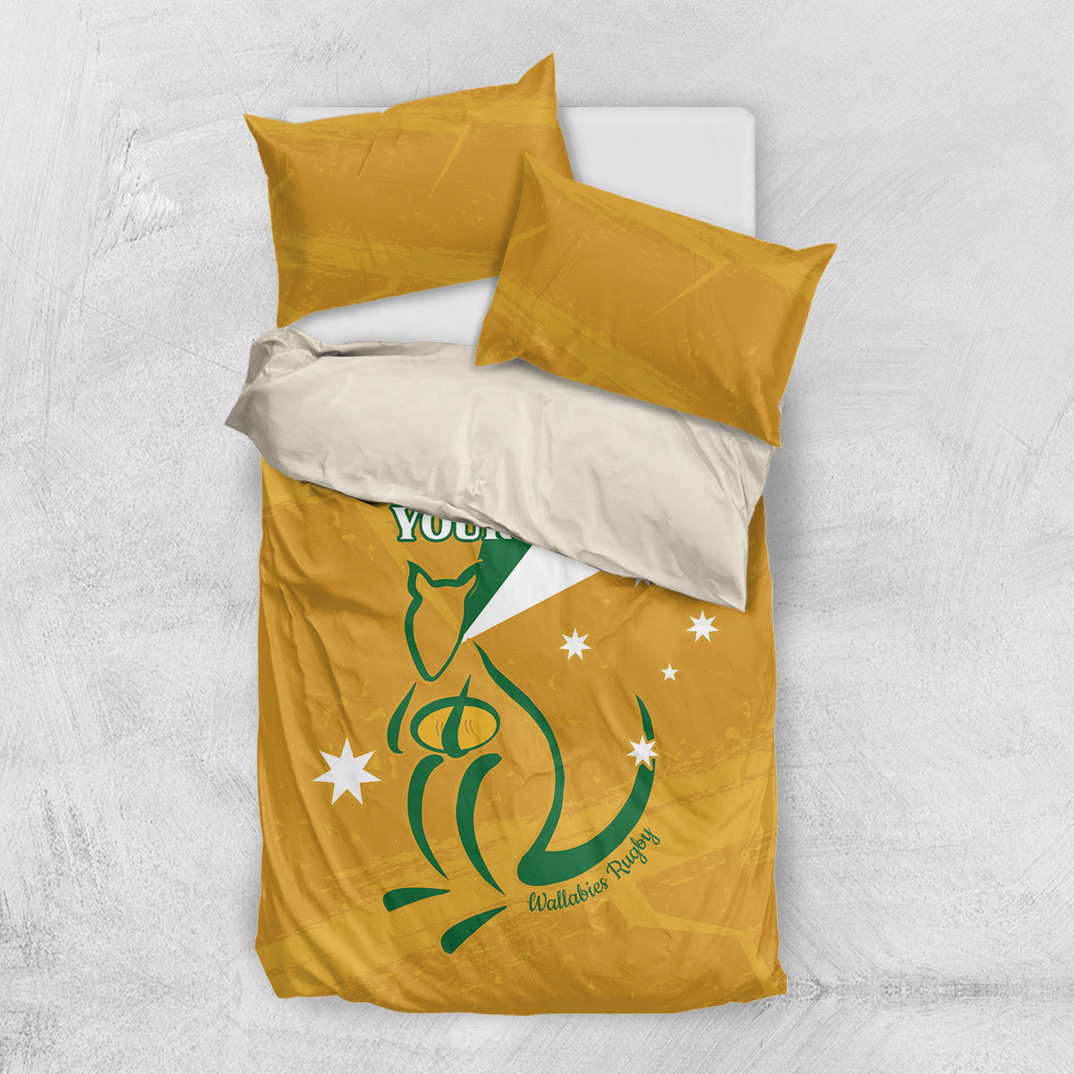 Custom Australia Rugby Bedding Set 2024 Wallabies Grunge Style