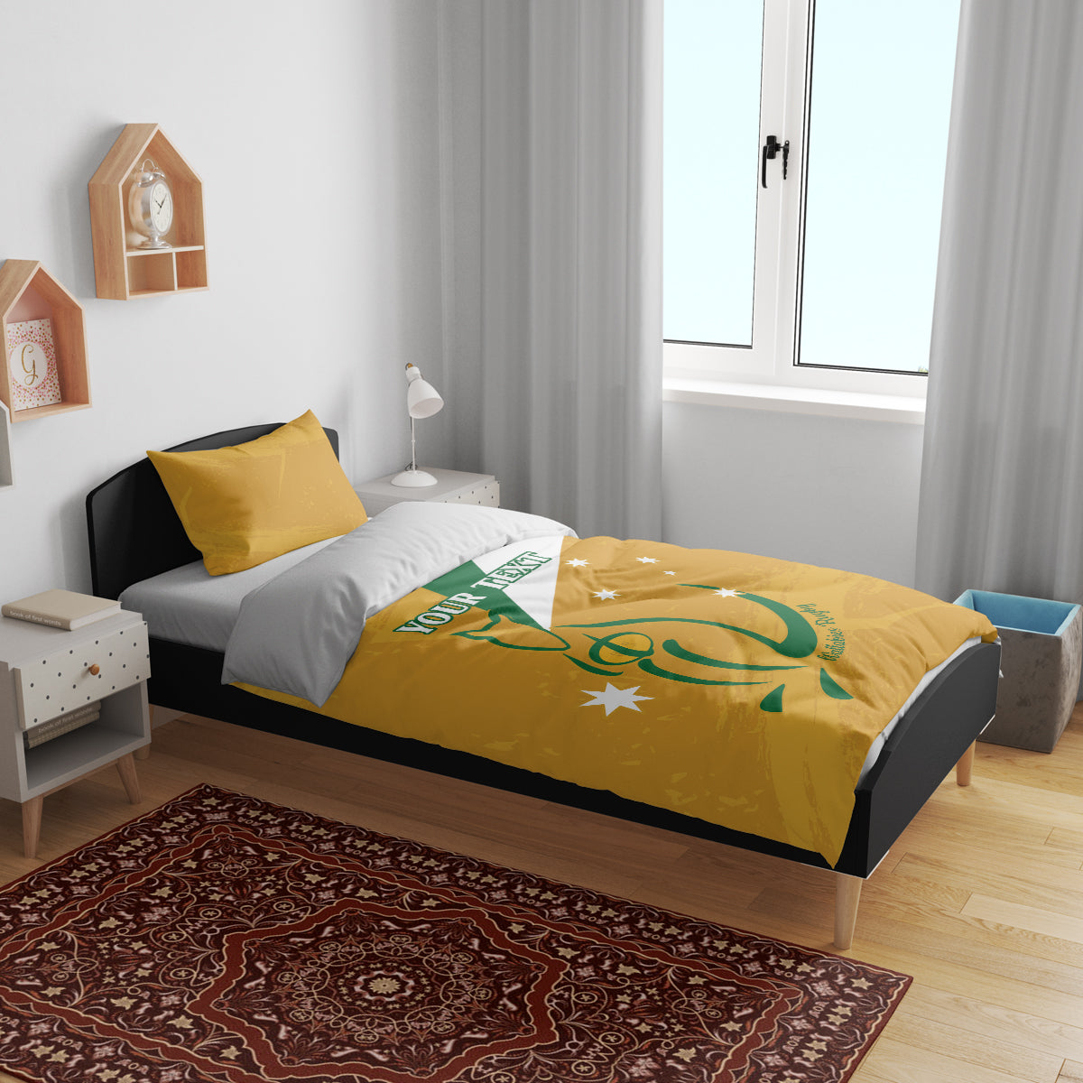 Custom Australia Rugby Bedding Set 2024 Wallabies Grunge Style