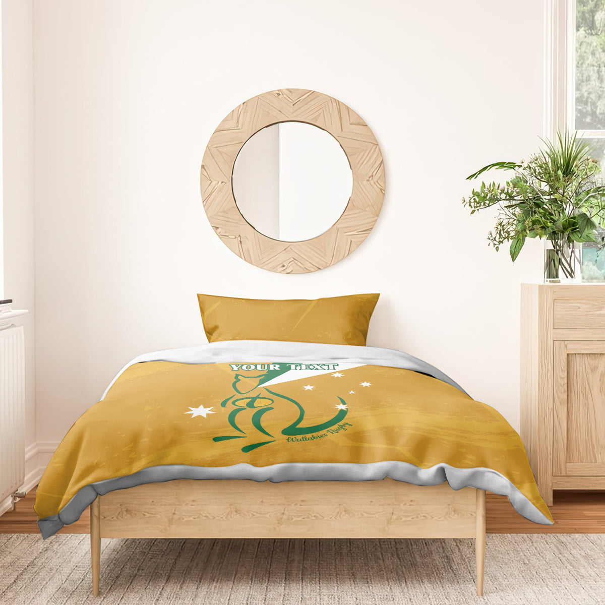 Custom Australia Rugby Bedding Set 2024 Wallabies Grunge Style
