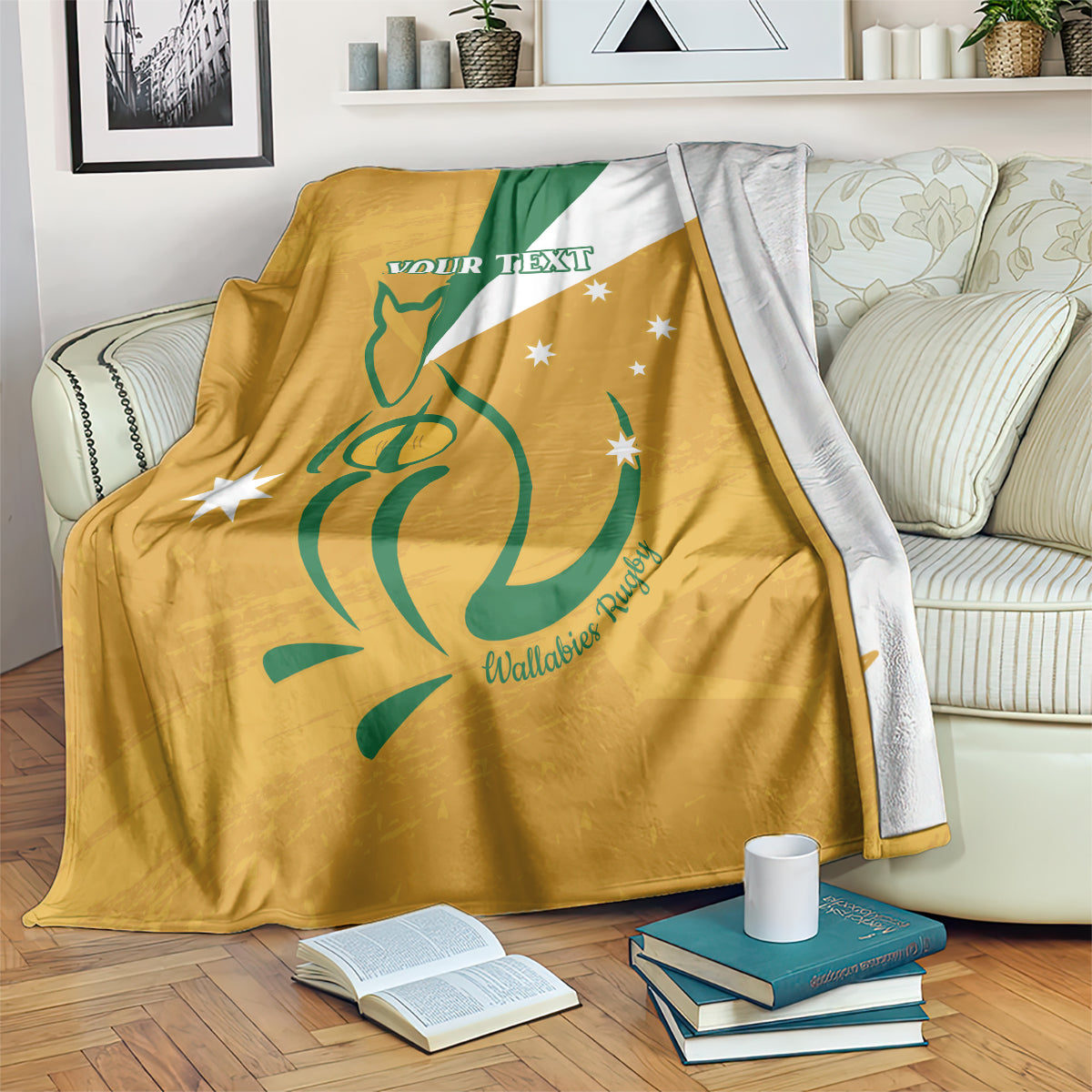 Custom Australia Rugby Blanket 2024 Wallabies Grunge Style