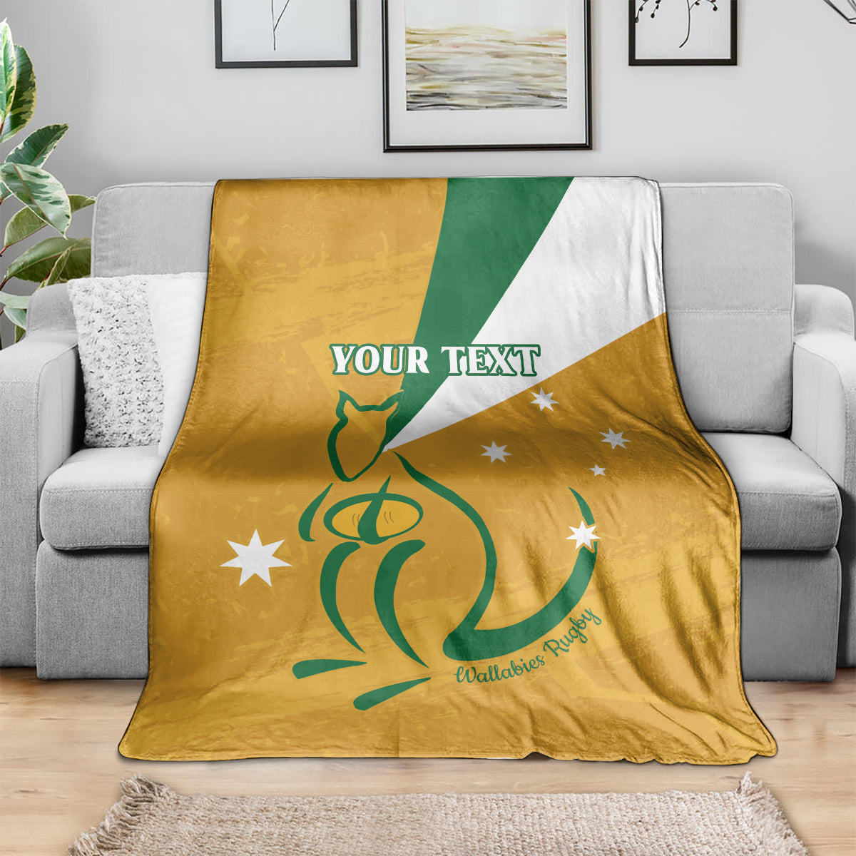 Custom Australia Rugby Blanket 2024 Wallabies Grunge Style
