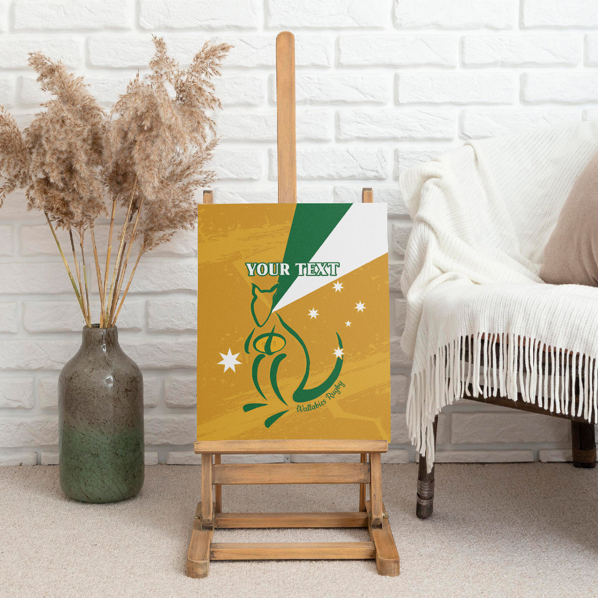 Custom Australia Rugby Canvas Wall Art 2024 Wallabies Grunge Style