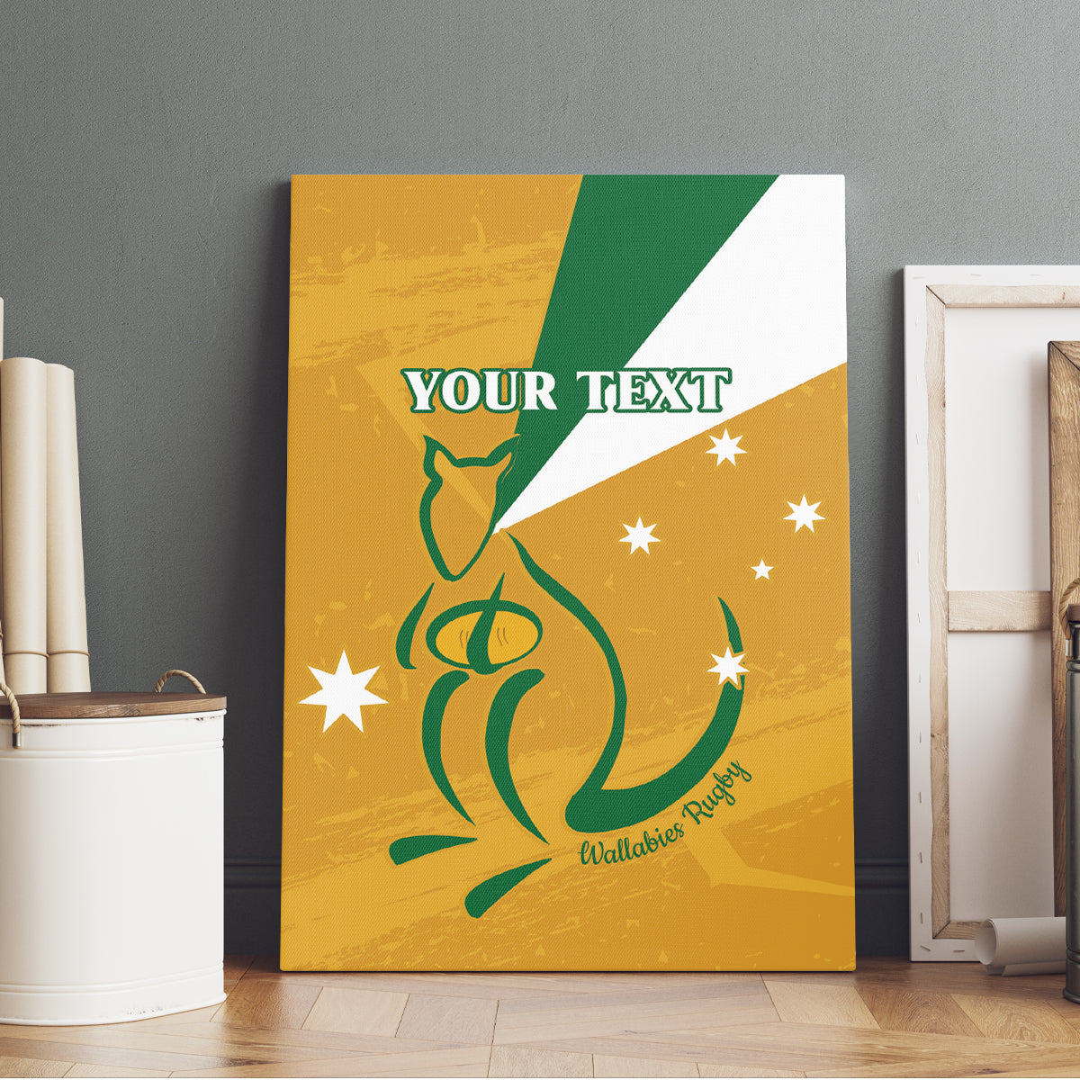 Custom Australia Rugby Canvas Wall Art 2024 Wallabies Grunge Style