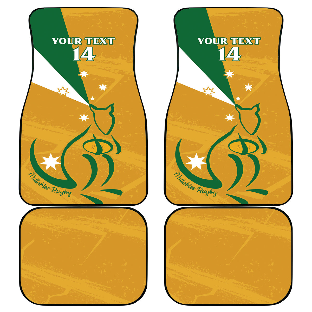 Custom Australia Rugby Car Mats 2024 Wallabies Grunge Style