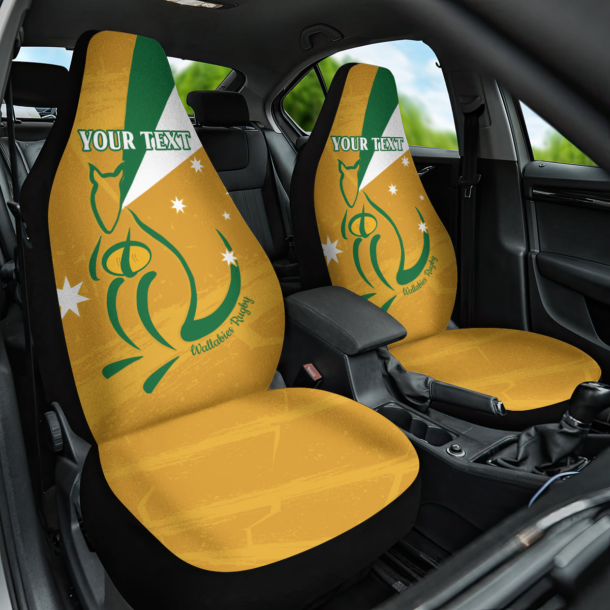 Custom Australia Rugby Car Seat Cover 2024 Wallabies Grunge Style