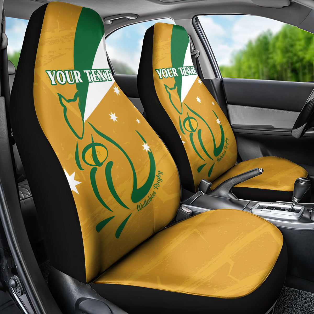 Custom Australia Rugby Car Seat Cover 2024 Wallabies Grunge Style
