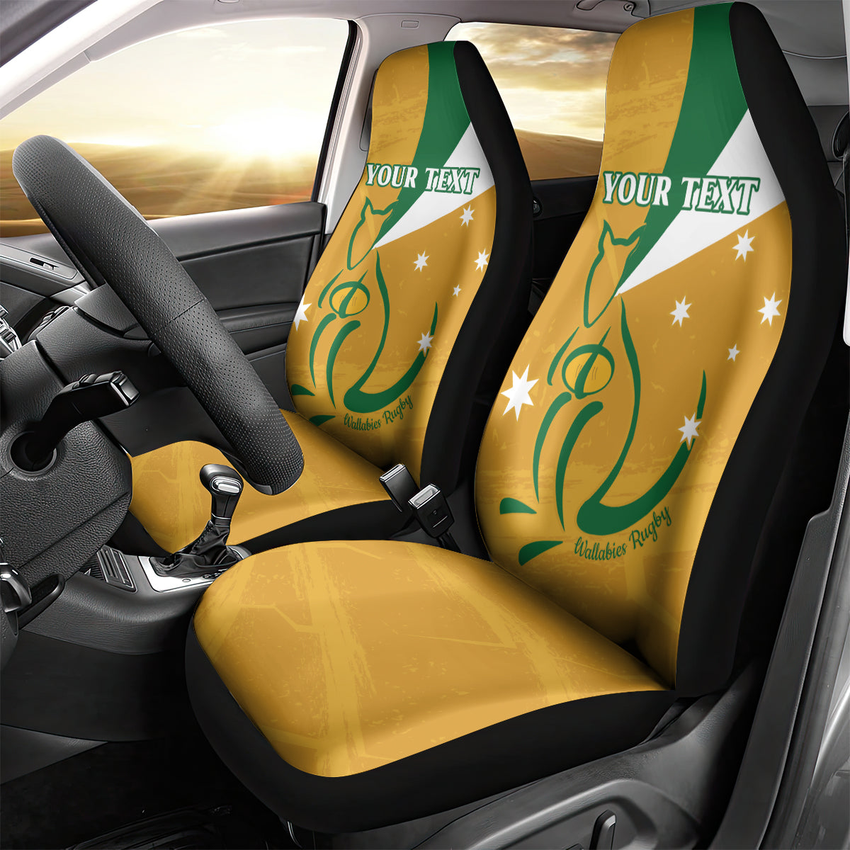 Custom Australia Rugby Car Seat Cover 2024 Wallabies Grunge Style