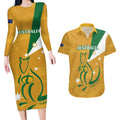 Custom Australia Rugby Couples Matching Long Sleeve Bodycon Dress and Hawaiian Shirt 2024 Wallabies Grunge Style