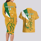 Custom Australia Rugby Couples Matching Long Sleeve Bodycon Dress and Hawaiian Shirt 2024 Wallabies Grunge Style