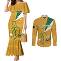 Custom Australia Rugby Couples Matching Mermaid Dress and Long Sleeve Button Shirt 2024 Wallabies Grunge Style