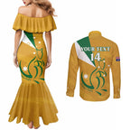 Custom Australia Rugby Couples Matching Mermaid Dress and Long Sleeve Button Shirt 2024 Wallabies Grunge Style