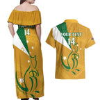 Custom Australia Rugby Couples Matching Off Shoulder Maxi Dress and Hawaiian Shirt 2024 Wallabies Grunge Style